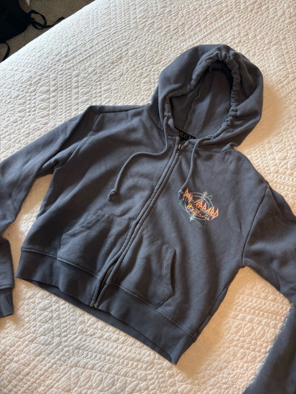 Def Leppard Graphic Zip-Up Hoodie - Slate Gray Vinyl Icons XS